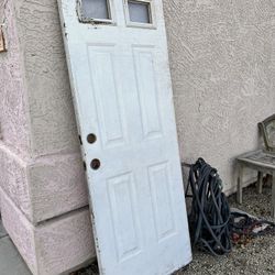 White Wood Front Door with Top Windows - 79” x 29.75”