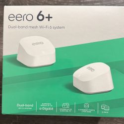 Eero 6+ Mesh WiFi System (2-Pack, WiFi 6, Gigabit Speeds – NEW)