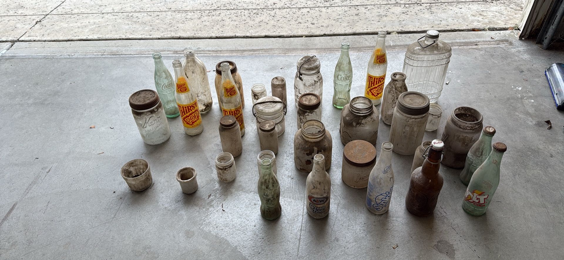 Antique glass bottles and apothecary bottles