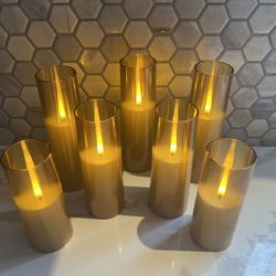 7 Gold Flameless Candles 
