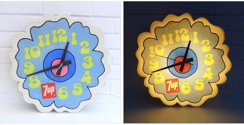 7 Up 1970s Peter Max inspired lighted wall clock