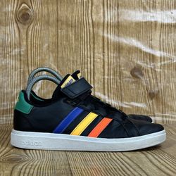 Adidas Grand Court 2.0 Sneakers Size 5 Core Black Rainbow Casual Shoe HP8914