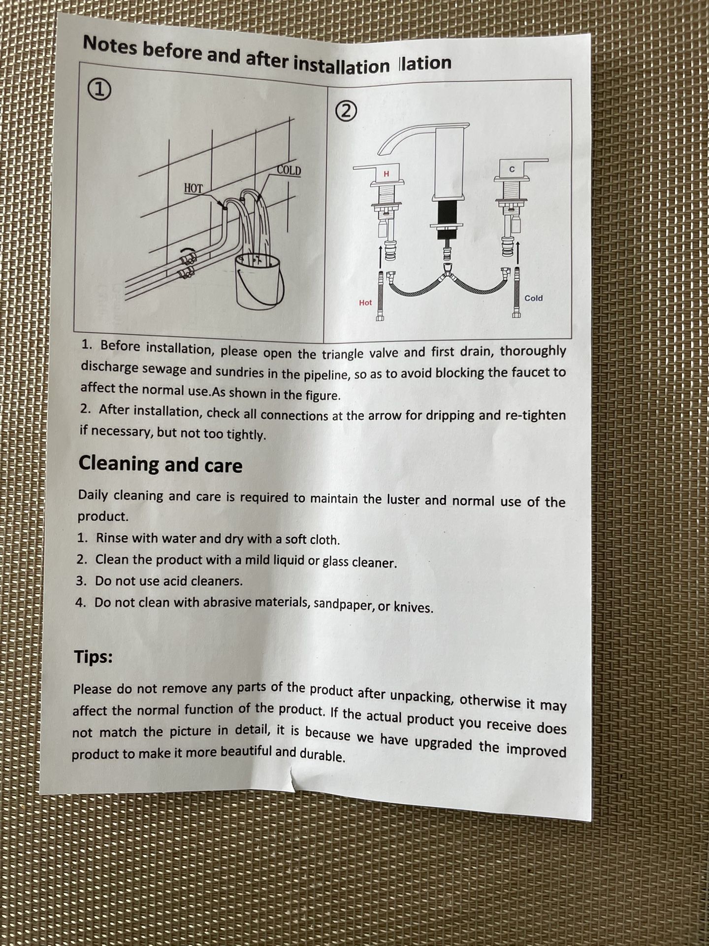 8 Inch- Square Design 3- Hole Bathroom Sink Faucet.