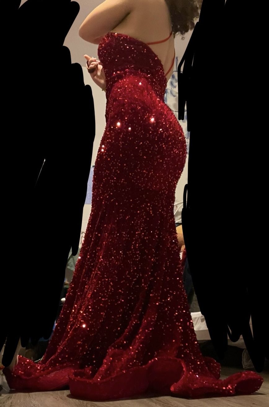 Sparkly Red Mermaid Prom Dress
