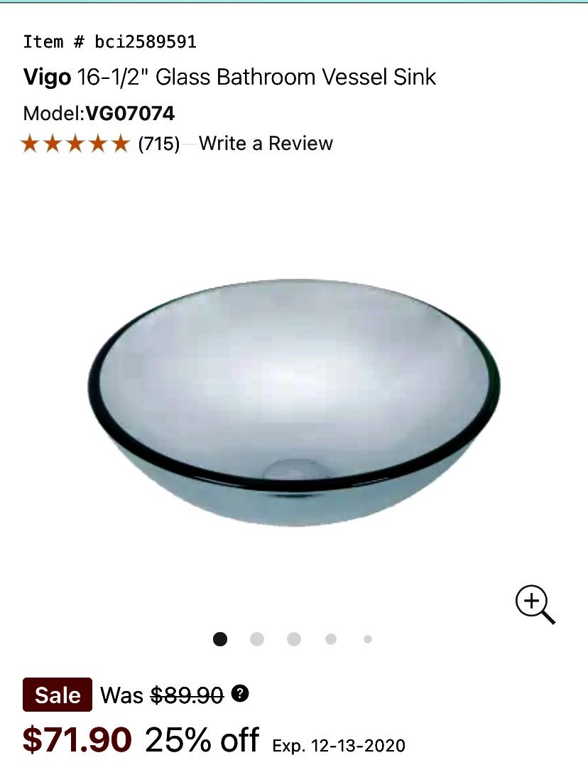 Vigo glass vessel sink