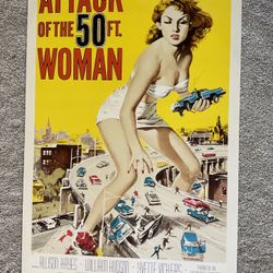 Sci-Fi Horror Classic “Attack Of The 50 Ft. Woman” Stone Litho Print 27”x41”