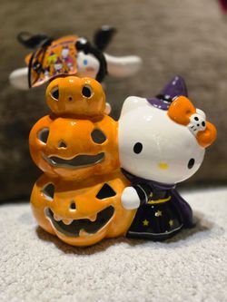 Sanrio Hello Kitty & Cinnamoroll Pumpkins Tea Light Holder 7.5"H (NWT)