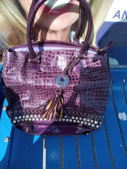Mc purple alligator bag with the solitaire stones