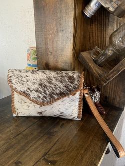 Cowhide Wristlet/bolso De Vaca 