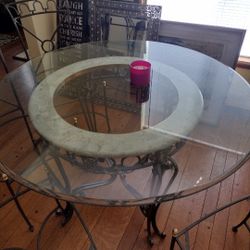 Beautiful Glass Table Newly Reupholstered.
