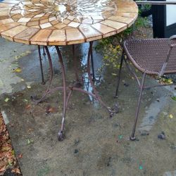 Bistro  Table / Solid Stone/2 Matching Chairs