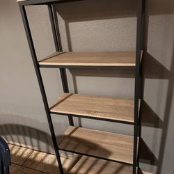 Wood Metal Shelf Bookcase Ladder Black