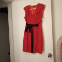 Ladies Red Society New York Size 0 Red And Black Wrap Dress 