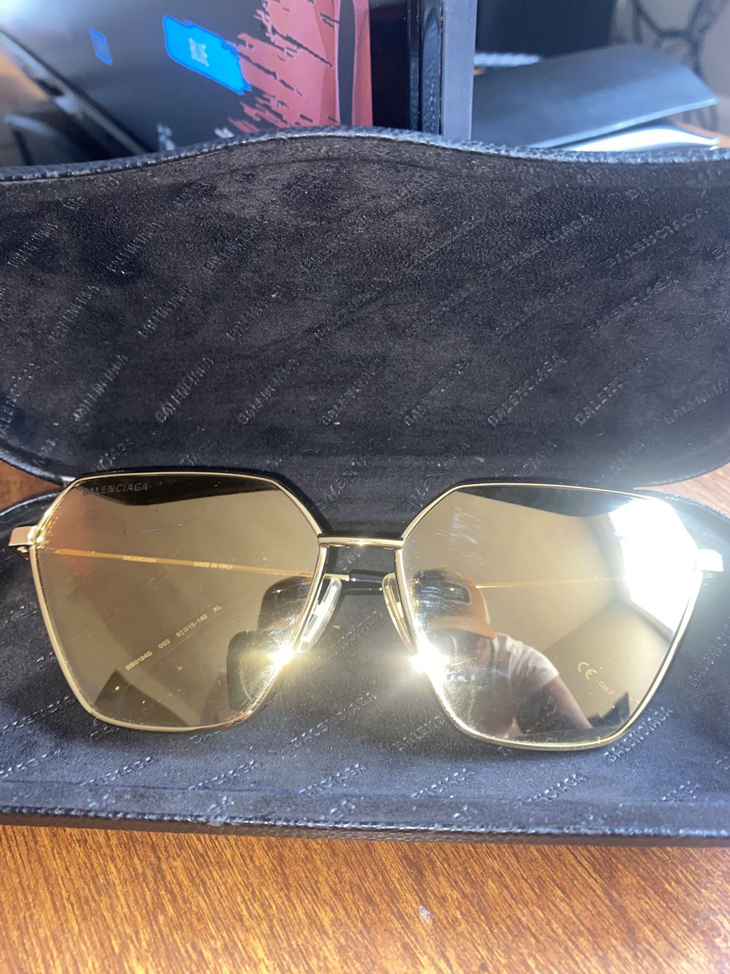 Gold Balenciaga Sunglasses 