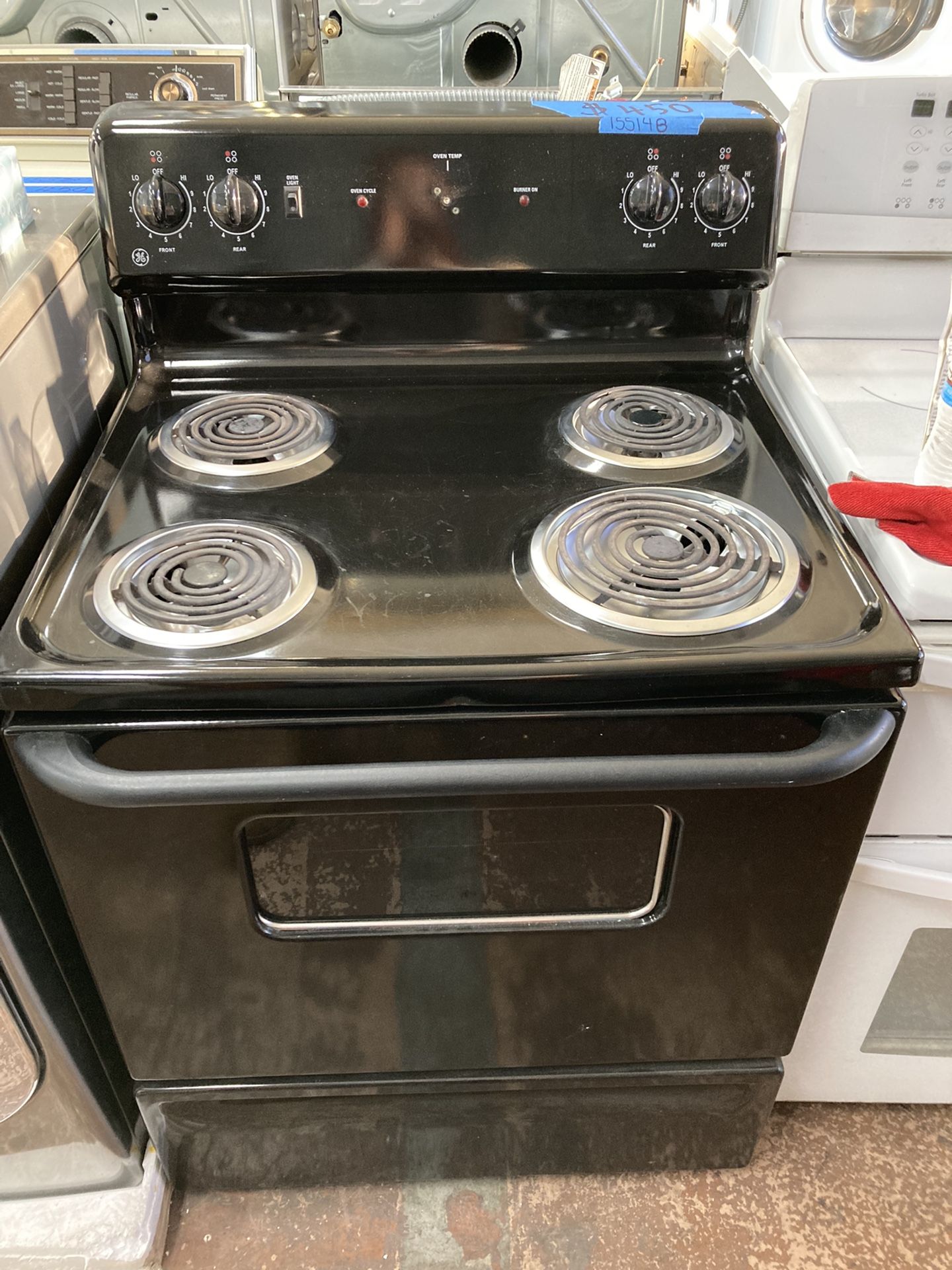 Ge Electric 4 Coil Burner Black Stove Range