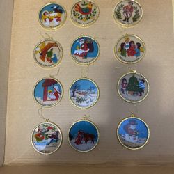 Vtg 1983 Trim A Tree Set of 12 Christmas Carols Translucent Glads Ornaments