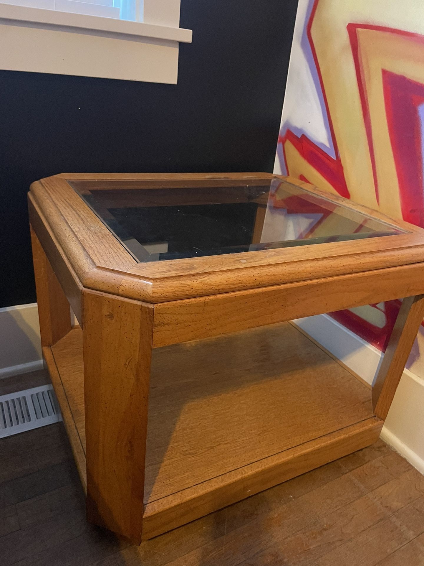 Mcm Wood And Glass Side Table