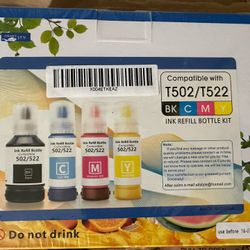 Ink Bottles Compatible with epson 502 Ink Refill Bottles Replacement for ET-2750 ET-2850 ET-2760 ET-3760 ET-2800 ET-2803 ET-4760 ET-3750 ET-3850 ET-48