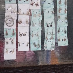 Sterling Silver 925 Pierced Earrings Various Styles Hoop Dangle Drop Genuine Pearls Ect Read Description $8 Each