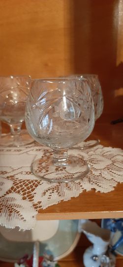 5 Vintage European Cut Crystal Brandy Snifters