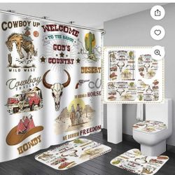 Cowboy 4pc Shower Curtain Set 