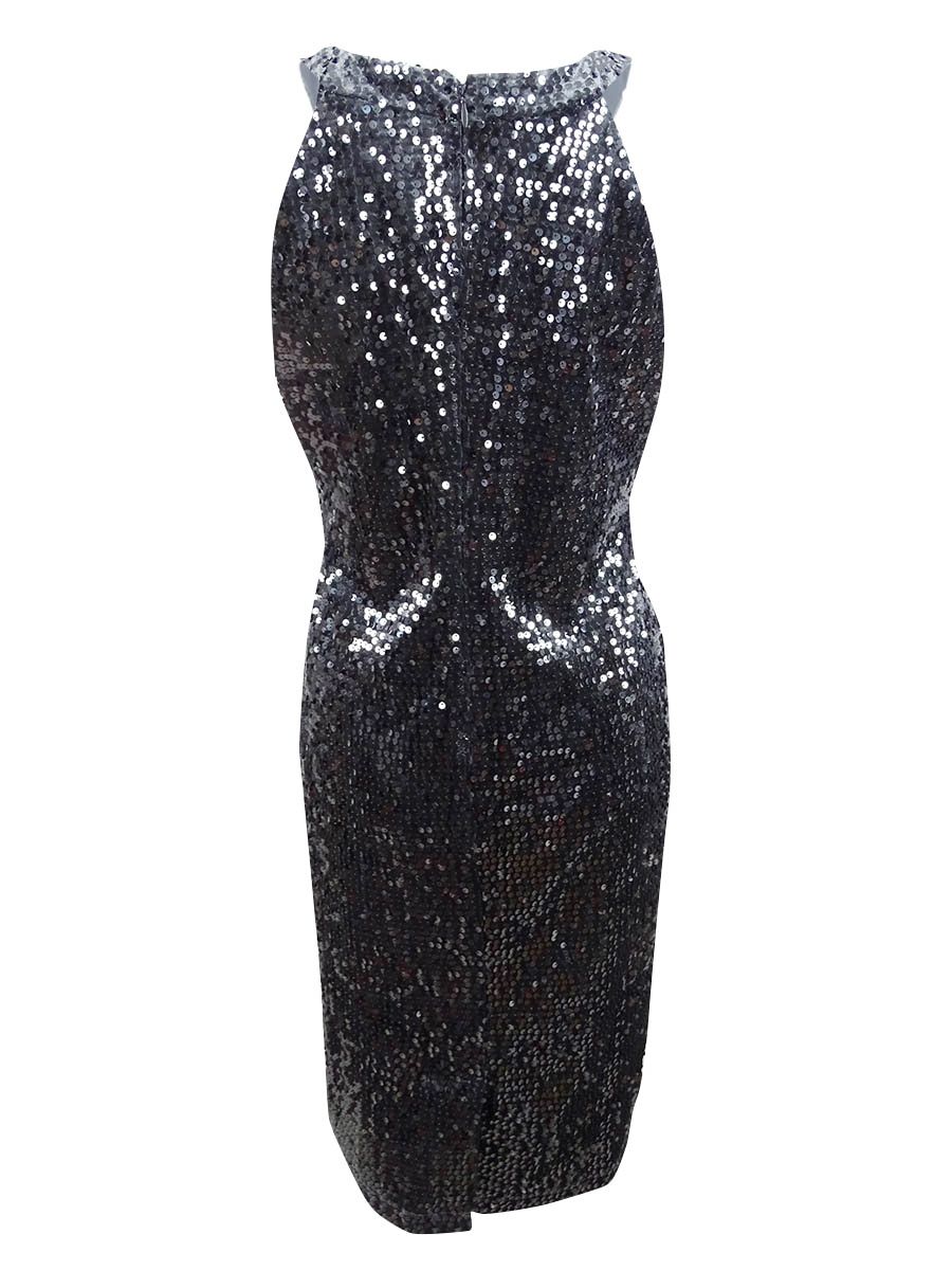 Nightway Women's Velvet Sequined Sheath Dress 10, Charcoal