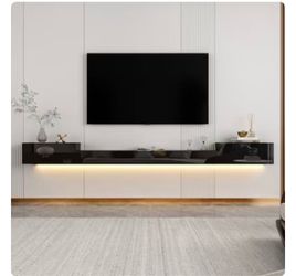 FUFU&GAGA Modern/Contemporary Black TV cabinet ( Accommodates TVs more than 70-in )（KF020450US-01AZ-001）