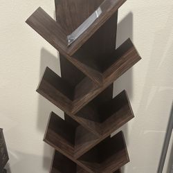 Bookshelf, 9 Shelf Floor Standing Tree Bookcase with Wall Anchor