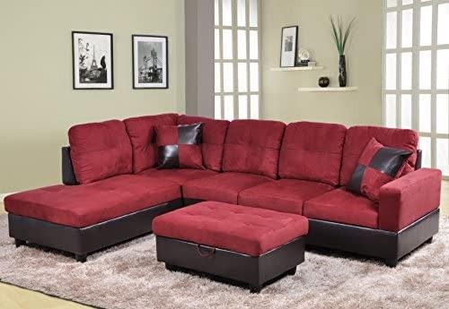 New Red Sectional And Ottoman