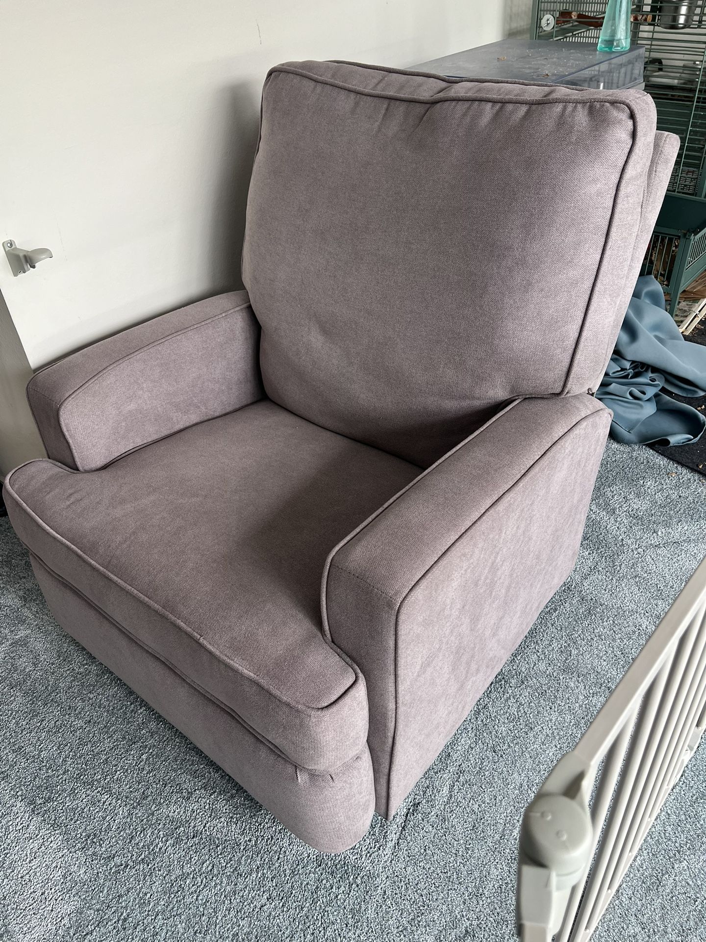 Gray Emily Upholstered Reclining Rocking Chair