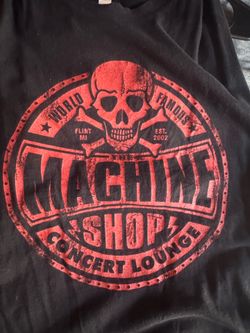 3 Machine Shop Shirts Concert Lounge Graphic Tee - Black & Red Skull Logo