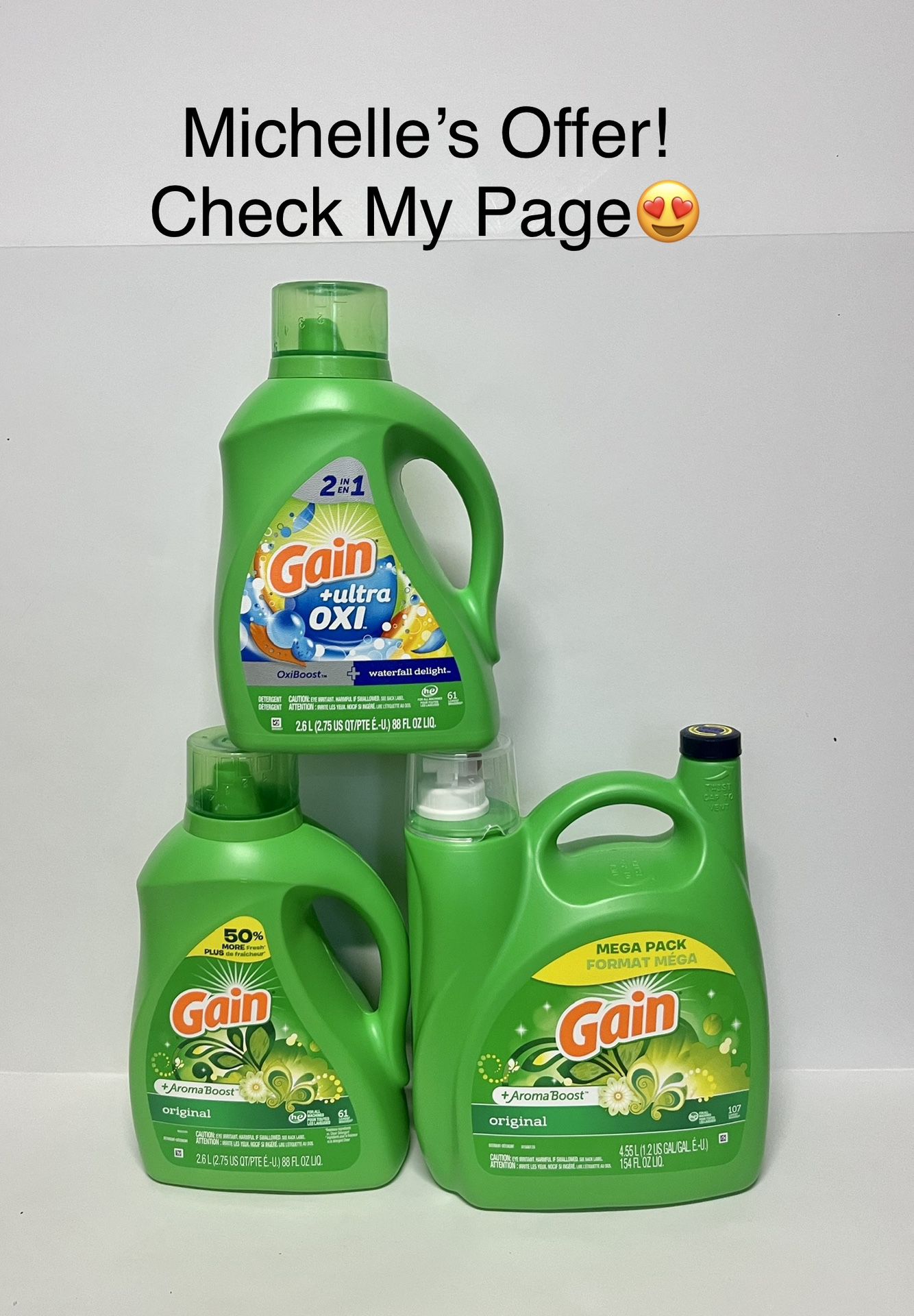 Gain Original With Aromaboost/Gain 2in1 Ultra Oxi Detergent Set