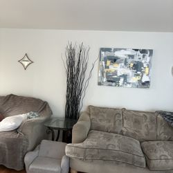 2 Deep Cushion Couches Set Matching 