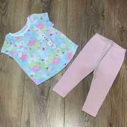 Jumping Beans Peppa Pig & Suzy Sheep Shirt / Top and Old Navy Leggings, Size 12 Months, 12-18 Months 