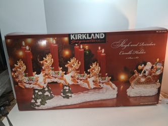 Vintage Kirkland Santa And Reindeer Candle Holder