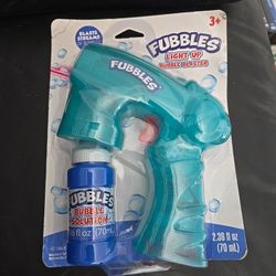 Little Kids Fubbles Green Light Up Bubble Blaster w/ 2.36 fl oz Bubble Solution