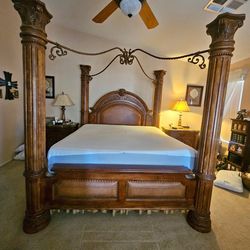 Elegant traditional king bedrooms set-solid wood, marble tops