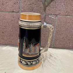 Vintage Original King Lidded Beer Stein Munchen Rathaus Hofbrauhaus