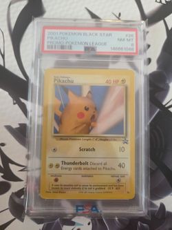 2001 pokemon black star pickachu promo pokemon league psa 8