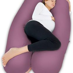 Meiz Pregnancy Cooling U Shaped Full Body Jersey Cover Pillow Dark Purple