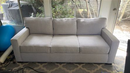 86 inch Macys Radley Light Gray 3-Seat Upholstered Sofa