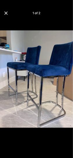 Suede Blue Barstools
