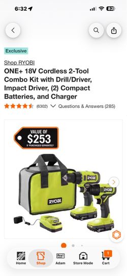 Ryobi drill set 18v