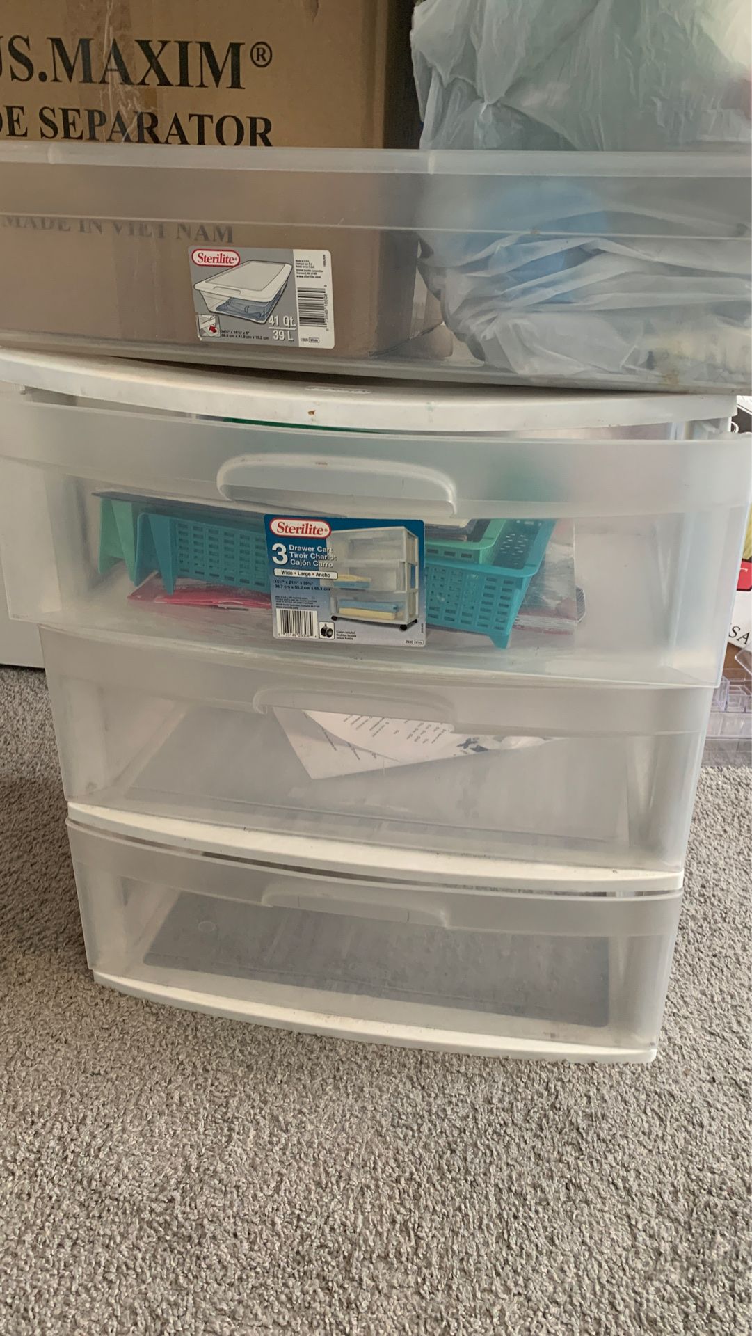 Plastic drawer cart