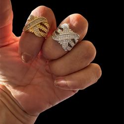 gold plated. tarnish free. zircon. free size ring silver and gold $20each 2 for $35
