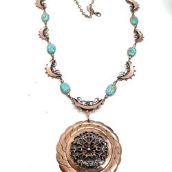 Handmade Turquoise And Copper Necklace
