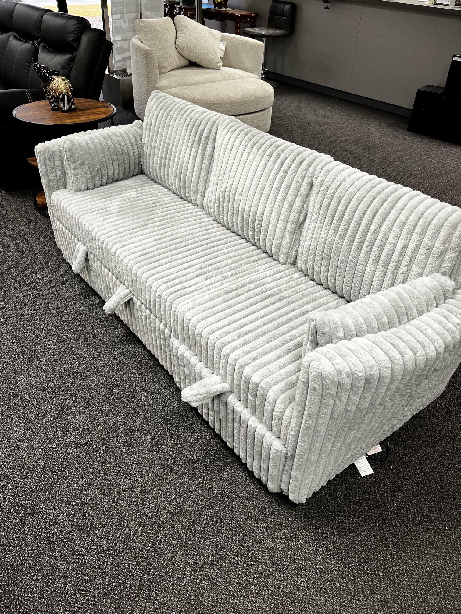πβοΈBrand New Grey Corduroy Fabric Sofa With Pull-out Bed