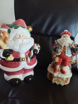 Santa Ceramic Cookie Jar & Musical Decor