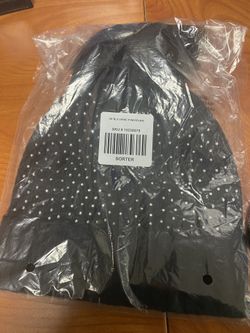 NEW Black Rhinestone Beanie Hat & Gloves