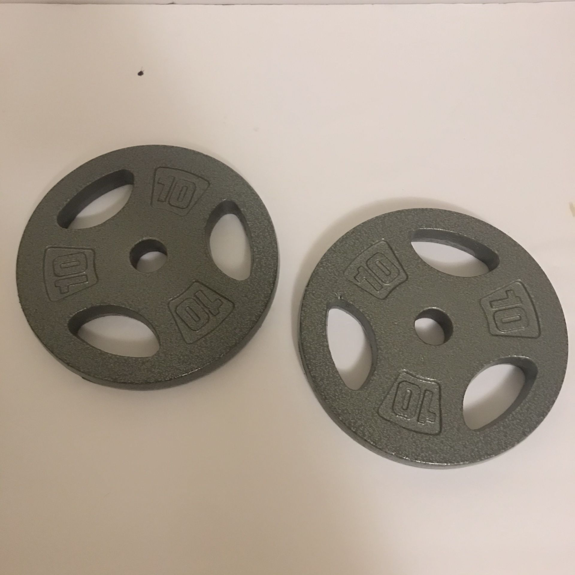 LOT of TWO- 10-pound CAP 1" STANDARD barbell dumbbell Weight Plates 20 lb TOTAL